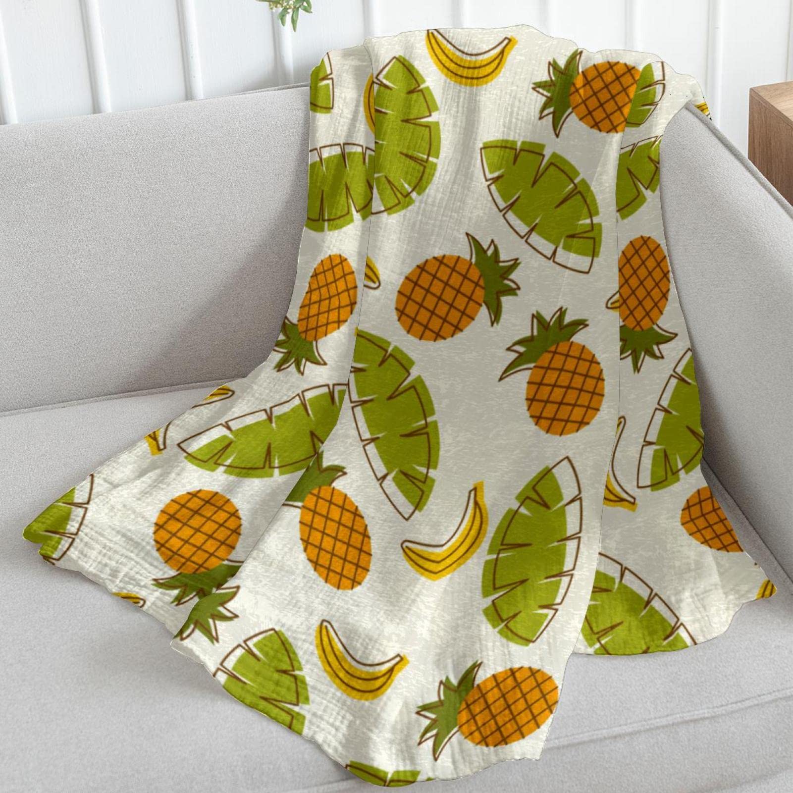 Coperta Cute Monkey Coconut Banana Pattern Coperta Divano Confortevole Coperta di Flanella Morbido Coperta Morbida per Letto Camera da Letto Divano 125x150cm