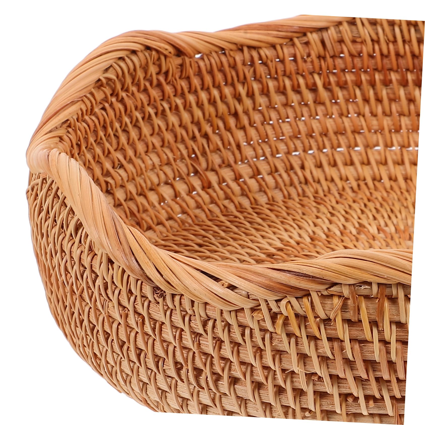 Cesta de Ratán Redonda para Pan y Frutas, Tejida a Mano, Beige, Adecuado para Cocina y Hogar, Organizador Decorativo