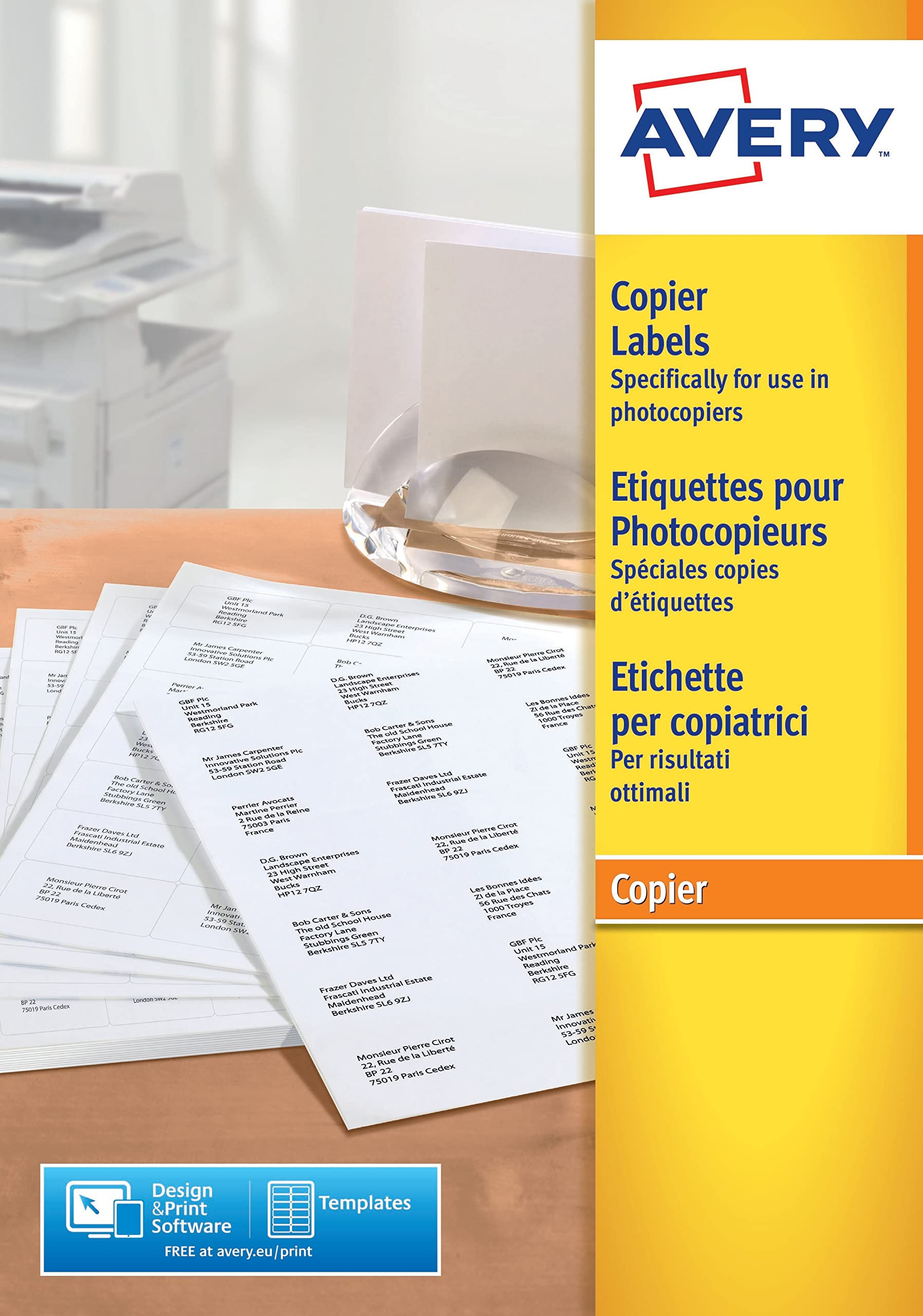 AVERY - Boite de 800 étiquettes autocollantes multi-usages, Format 105 x 148 mm, Impression copieur, (23528-200)
