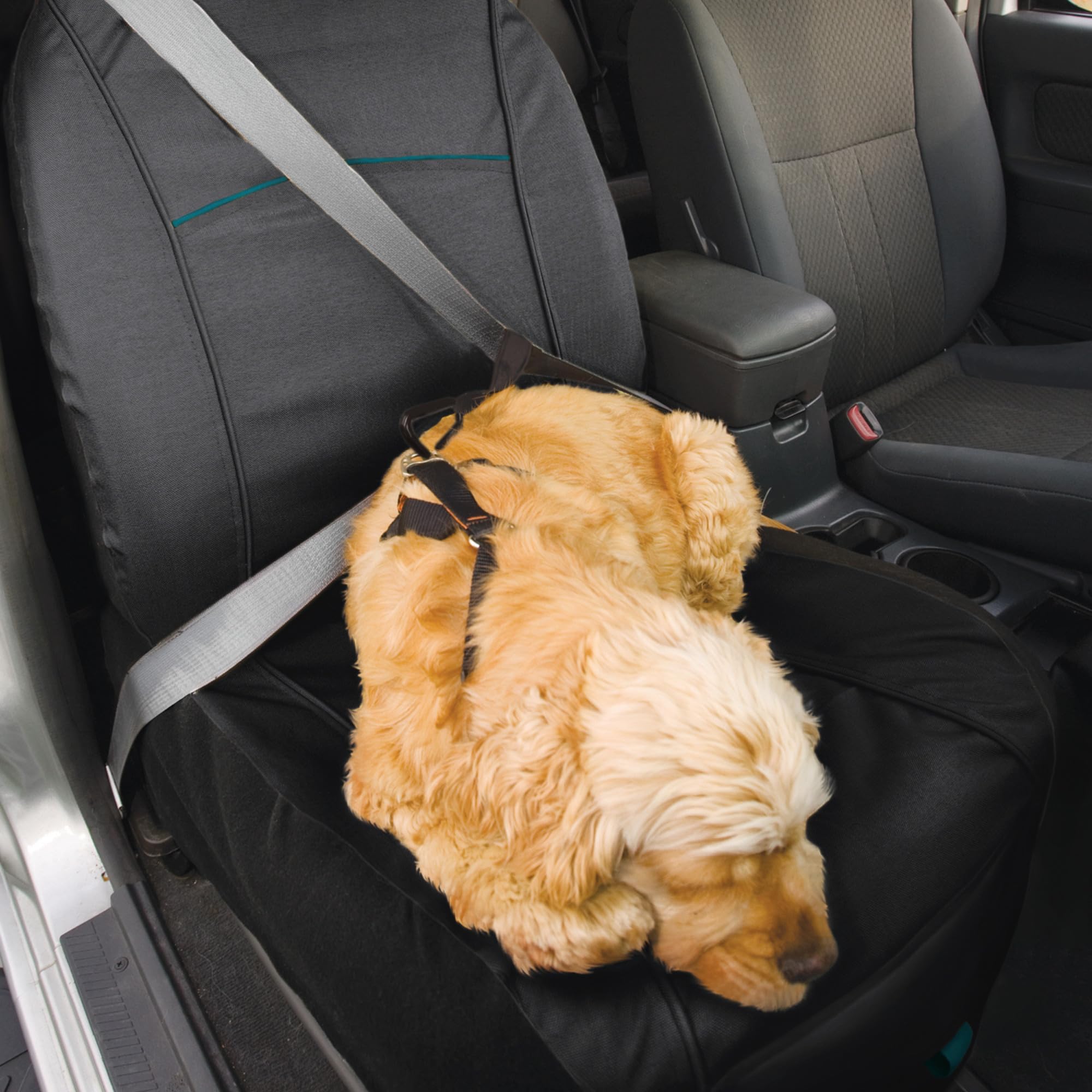 Kurgo Copilot ochraniacz na fotel samochodowy dla psów, wodoodporny pokrowiec na przednie siedzenie samochodu, wytrzymały pokrowiec na fotel pasażera, dla zwierząt domowych, czarny