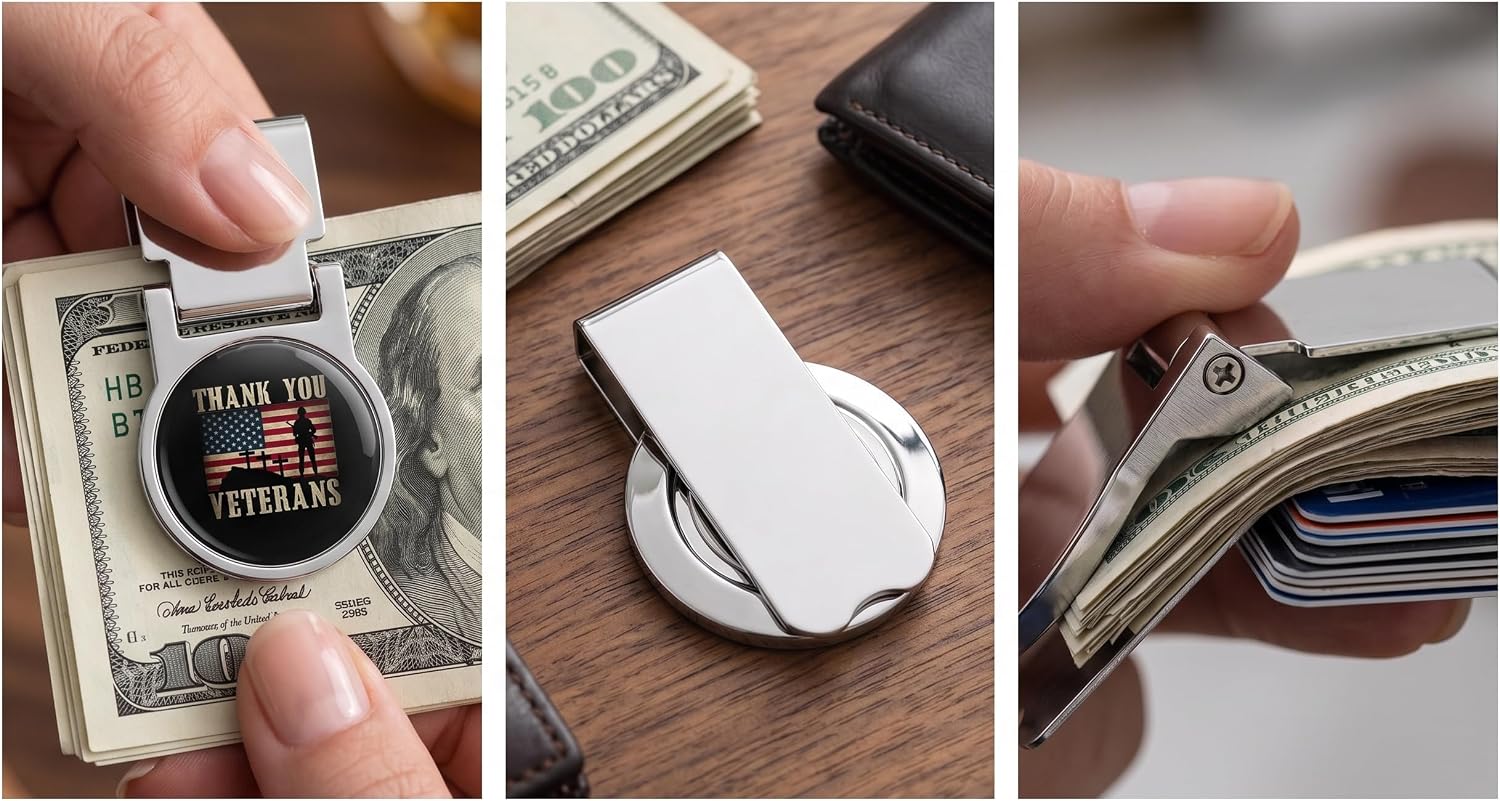 US Veteran Premium Stainless Steel Money Clip for Men - Slim Front Pocket Wallet image 4