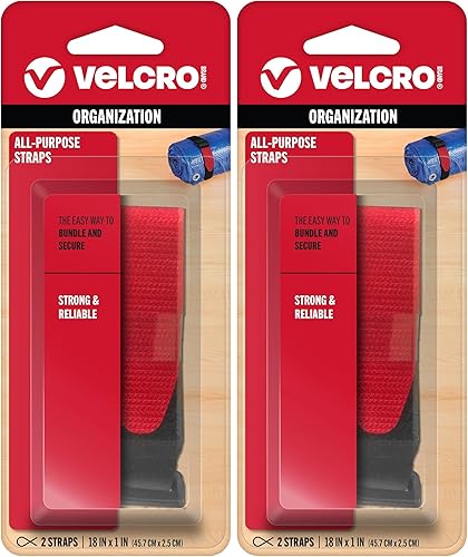 VELCRO Brand 90107 - Correas multiuso - Correa multiusos de 18" x 1", 2 unidades, color negro (paquete de 2)