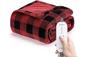 Sunbeam Electric Throw in Royal Luxe Red Black Buffalo Plaid