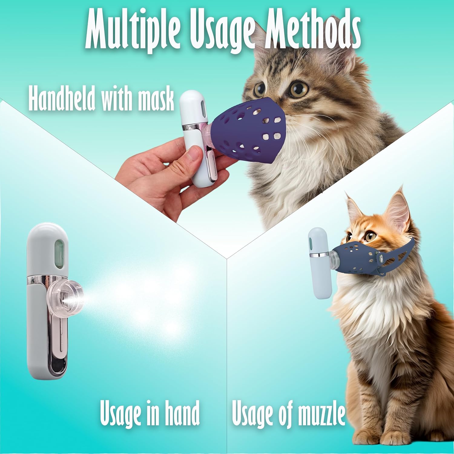 Cats Nebulizer for Breathing Problems: Nebulizer for Cats with Silicone Multi-Hole Mask - Pet Nebulizer for Indoor Use and Suitable for All Cats