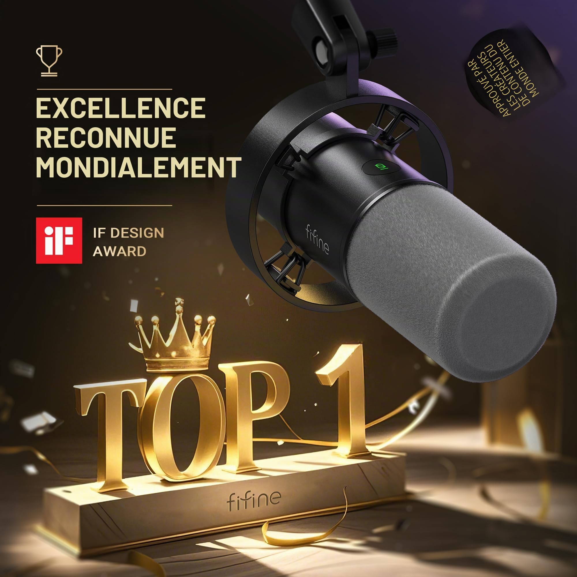 FIFINE K688 Kit de microphone pour podcast, microphone dynamique USB/XLR avec perche pour PC/mixeur XLR, microphone de jeu avec bouton de sourdine, prise casque pour voix, voix-off, streaming