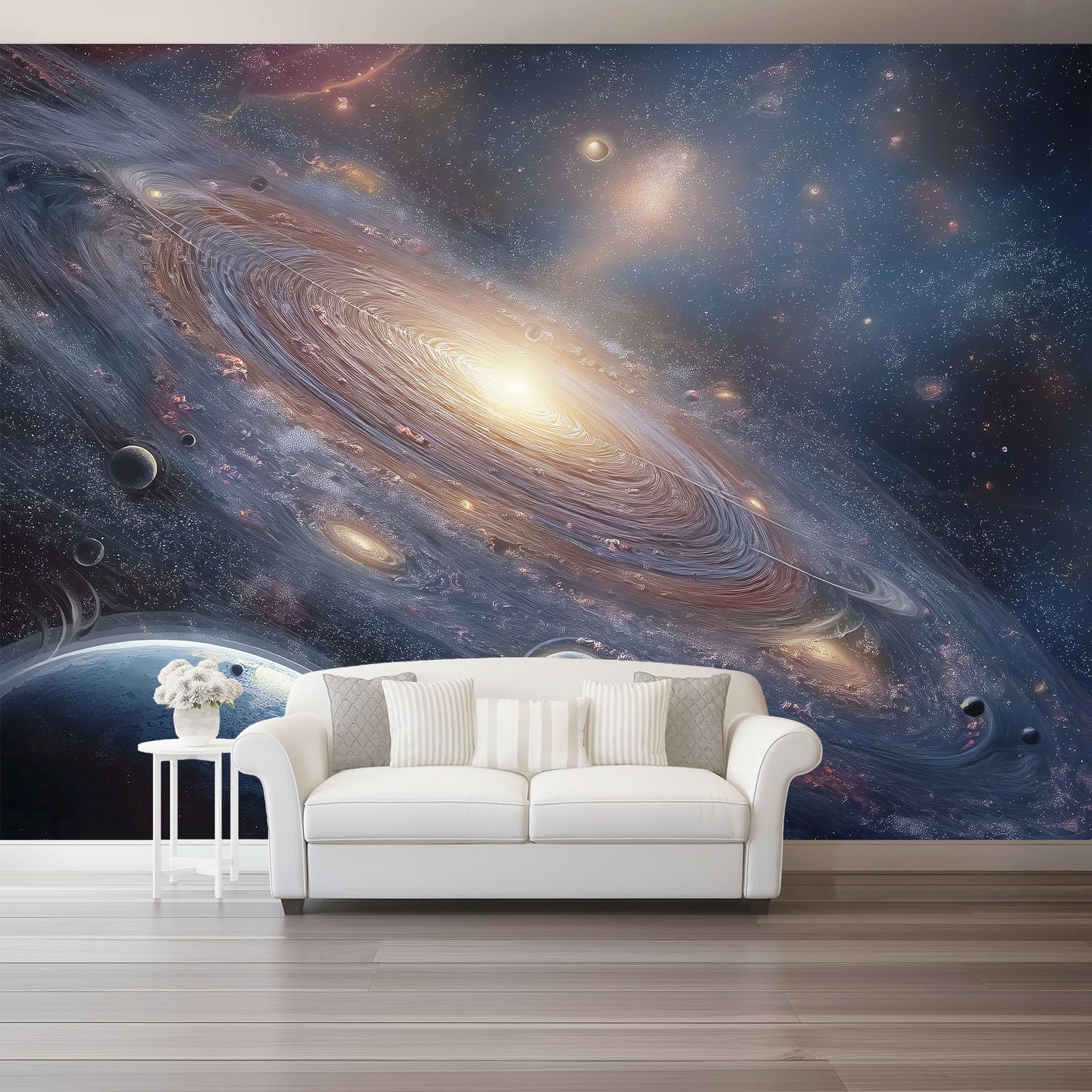 Fototapeta 200 x 140 cm, fototapeta, wszechświat, włóknina, mural ścienny, dekoracja, plakat, obraz, nowoczesny, niebieski, galaktyki, gwiazdy, murale, do salonu, sypialni dziecięcej