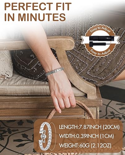 Miniatura 7 de Feraco Pulseras magnéticas de 5 veces más fuerza para mujer, pulsera magnética de acero inoxidable con imanes ultra potentes de 5000 Gauss, cierre
