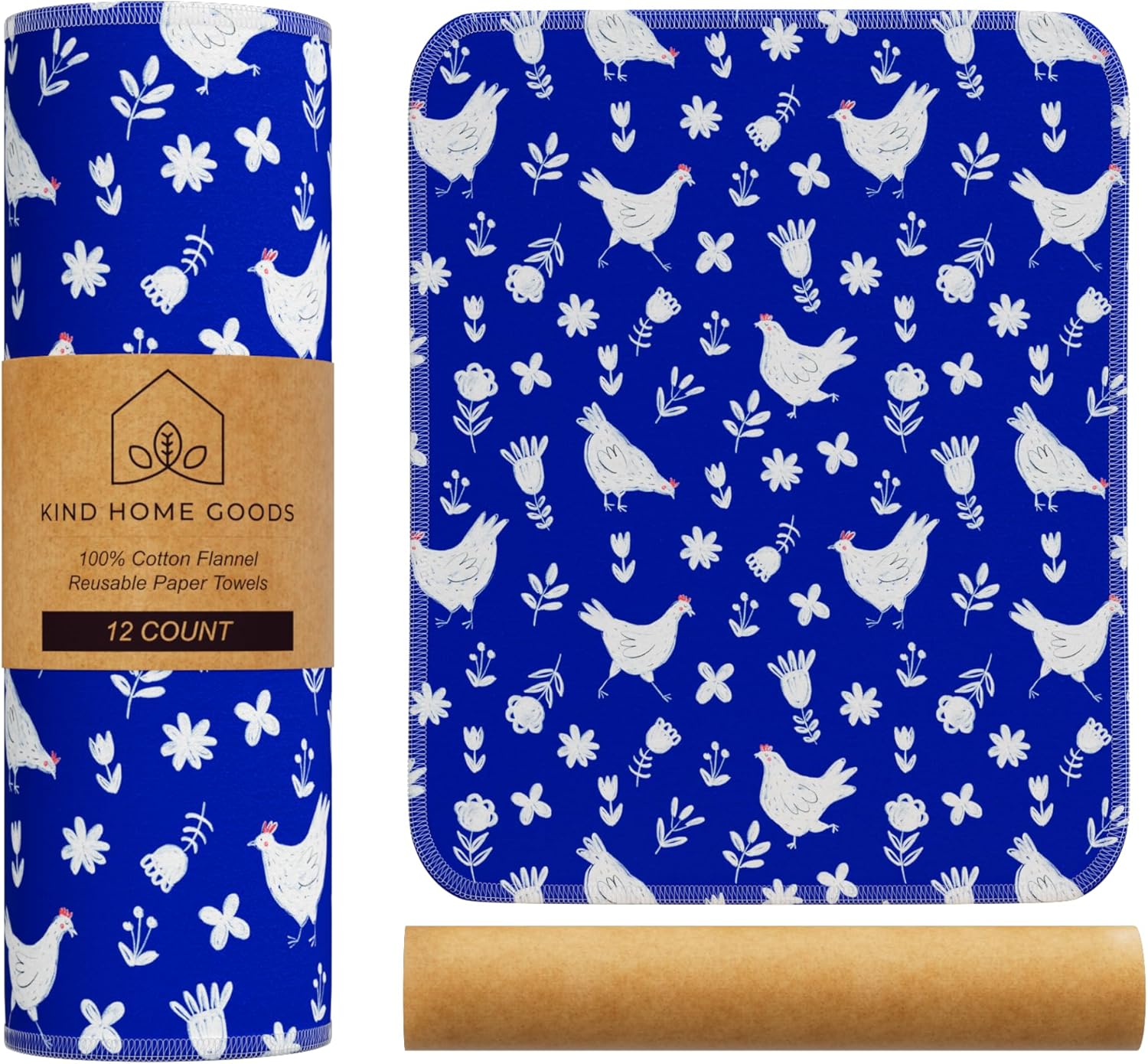 Reusable Paper Towels (12"x10”) - Soft Absorbent 100% Washable Paper Towels - Reusable Paper Towels Washable w/Cardboard Roll - Reusable Napkins (Cactus, 12x10inch)