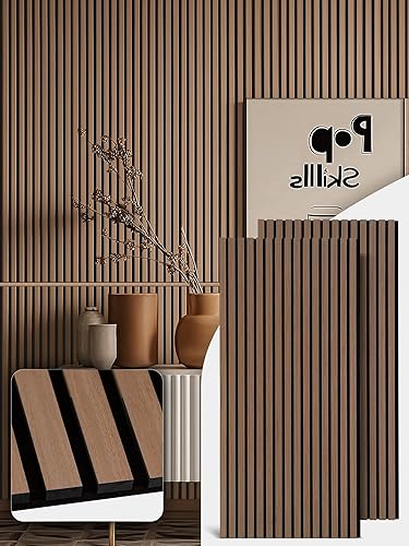 Miniatura 16 de Mollywell Paneles de madera para pared, instalación que ahorra tiempo, decoración de pared de listones de madera versátil, diseño acanalado mejorado