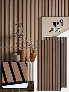 Mollywell Wood Panels for Wall, Time-Saving Installation, Versatile Wood Slat Wall Decor, Enhanced Acoustic & Sound Proof Fluted Design for Home & Office, 2 Pcs Teak, 47.2x23.6 Inch