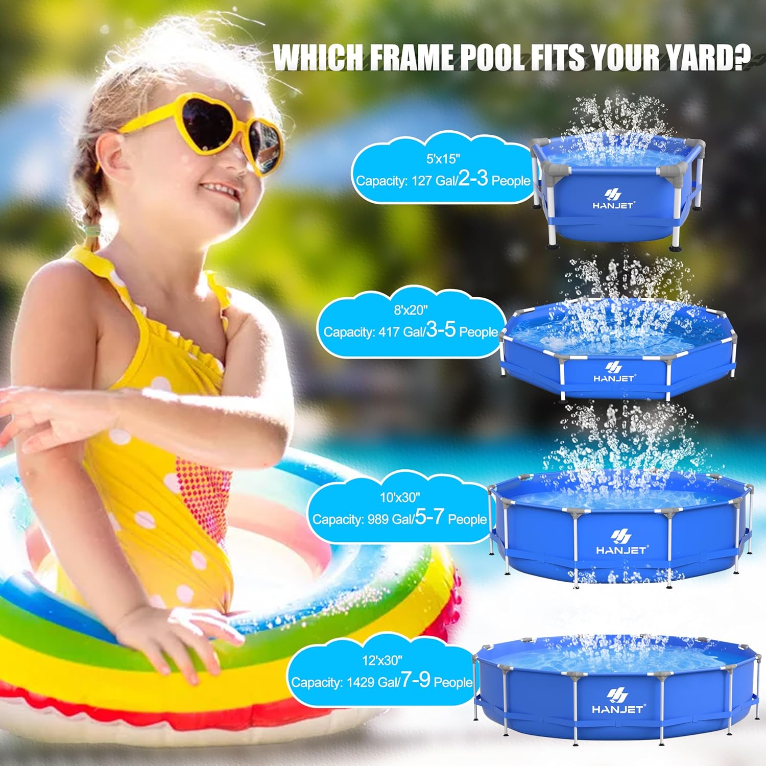 Inflatable Pool for Kids and Adults, 8 FT x 20.04 Inch Oversized Round Thickened Family PE Swimming Pool for Toddlers, Outdoor, Garden, Backyard, Summer Water Party Dog