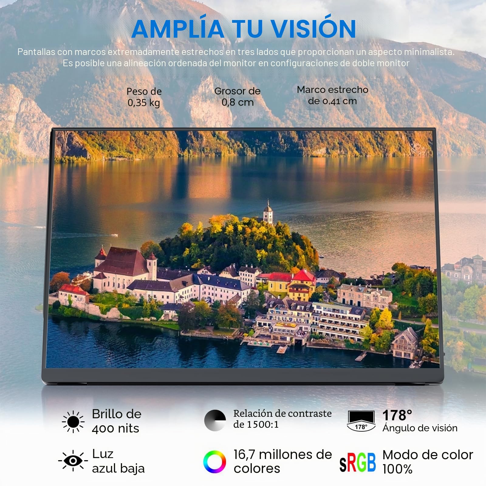 Monitor portátil de 10.5 pulgadas, 60 Hz, 1920 x 1200 FHD IPS con USB-C Mini HDMI