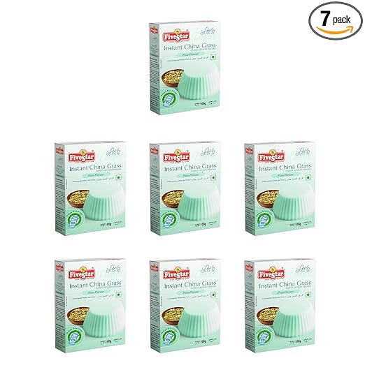 Five Star Instant China Grass Mix Pista 100g Box for Children and AdultsEasy to Make | Ready to Eat - Pack of 7