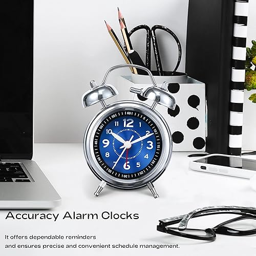 Miniatura 7 de AKCISOT Reloj despertador alto para personas que duermen profundamente y pesadas, reloj analógico de metal de 3 pulgadas con campana gemela,