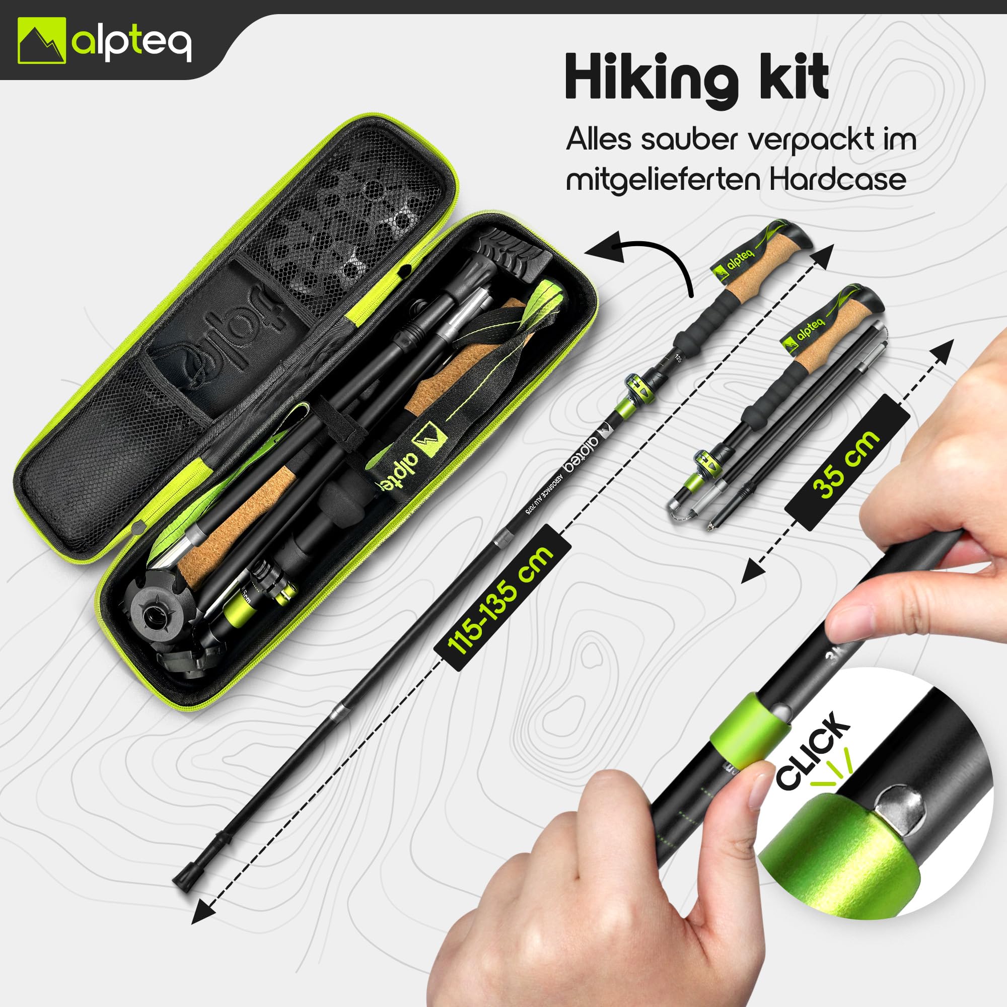 Bastones Plegables de Carbono con Ajuste telescópico y Mango de Corcho – Bastones de Trekking y Senderismo ultraligeros para montaña y Marcha nórdica – para Hombre y Mujer