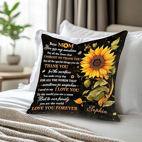 Miniatura 6 de Hyturtle Almohada personalizada para la mejor mamá, regalos para mamá de hija e hijo, regalos inspiradores para ella en el día de la madre, regalos