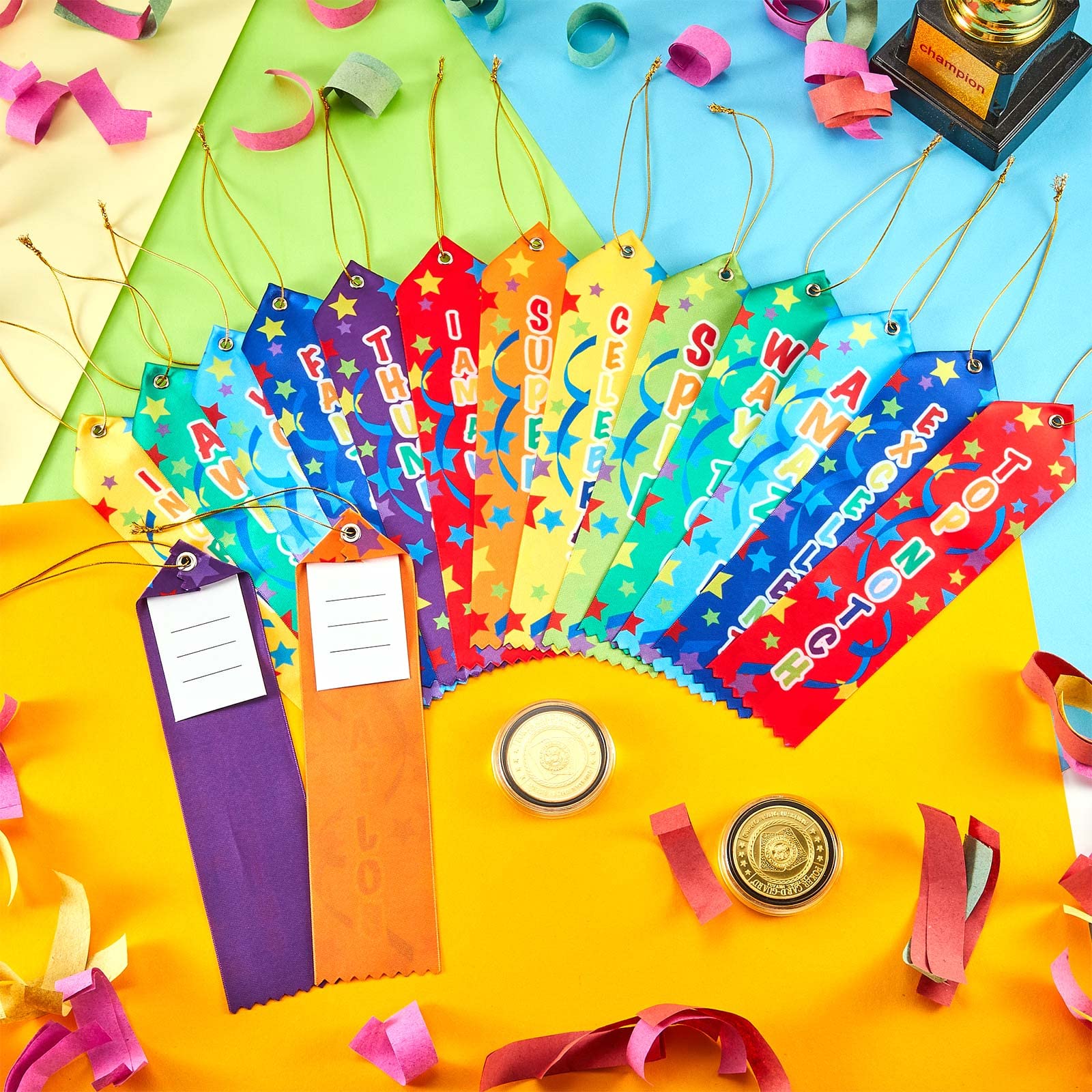 Fun Award Ribbons Honorable Mention Ribbon Medaille Ribbons Teilnahmeband Preisband mit Eventkarte und Seil für Wettkampf Sport Event Schule Wettbewerb Student Awards und Anreize (45)