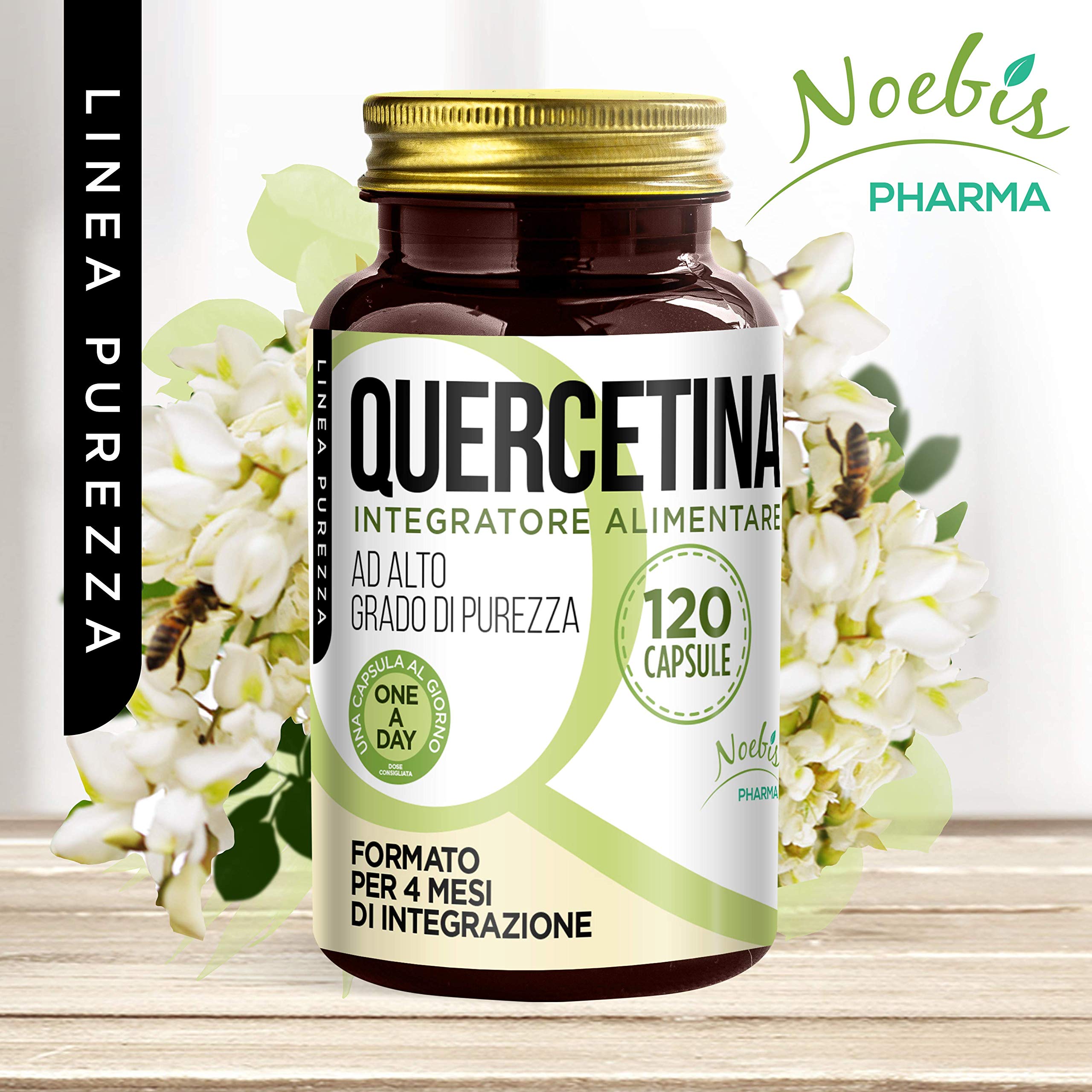 Quercetina 120 Capsule - 200 mg per 1 Capsula - Alto Grado di Purezza - 4 Mesi di Integrazione