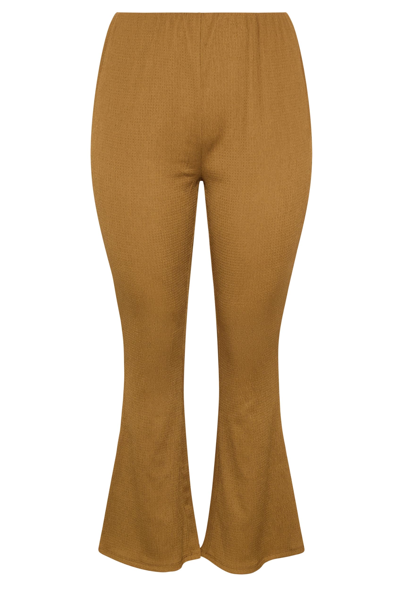 Yours Women's Fawn Textured Wide Leg Trousers In | : Small