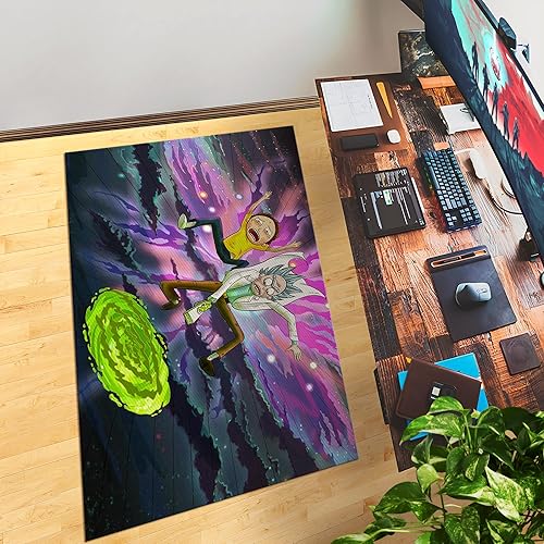 Miniatura 5 de DreamController Ricky Morty - Alfombras personalizadas para habitación de jugadores (62 x 40 pulgadas), alfombras de sala de juegos inspiradas en