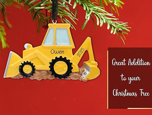 Miniatura 5 de Adorno de Navidad personalizado para retroexcavadora 2025, personalización gratuita  Excavadora amarilla, excavadora poderosa, adorno de excavadora