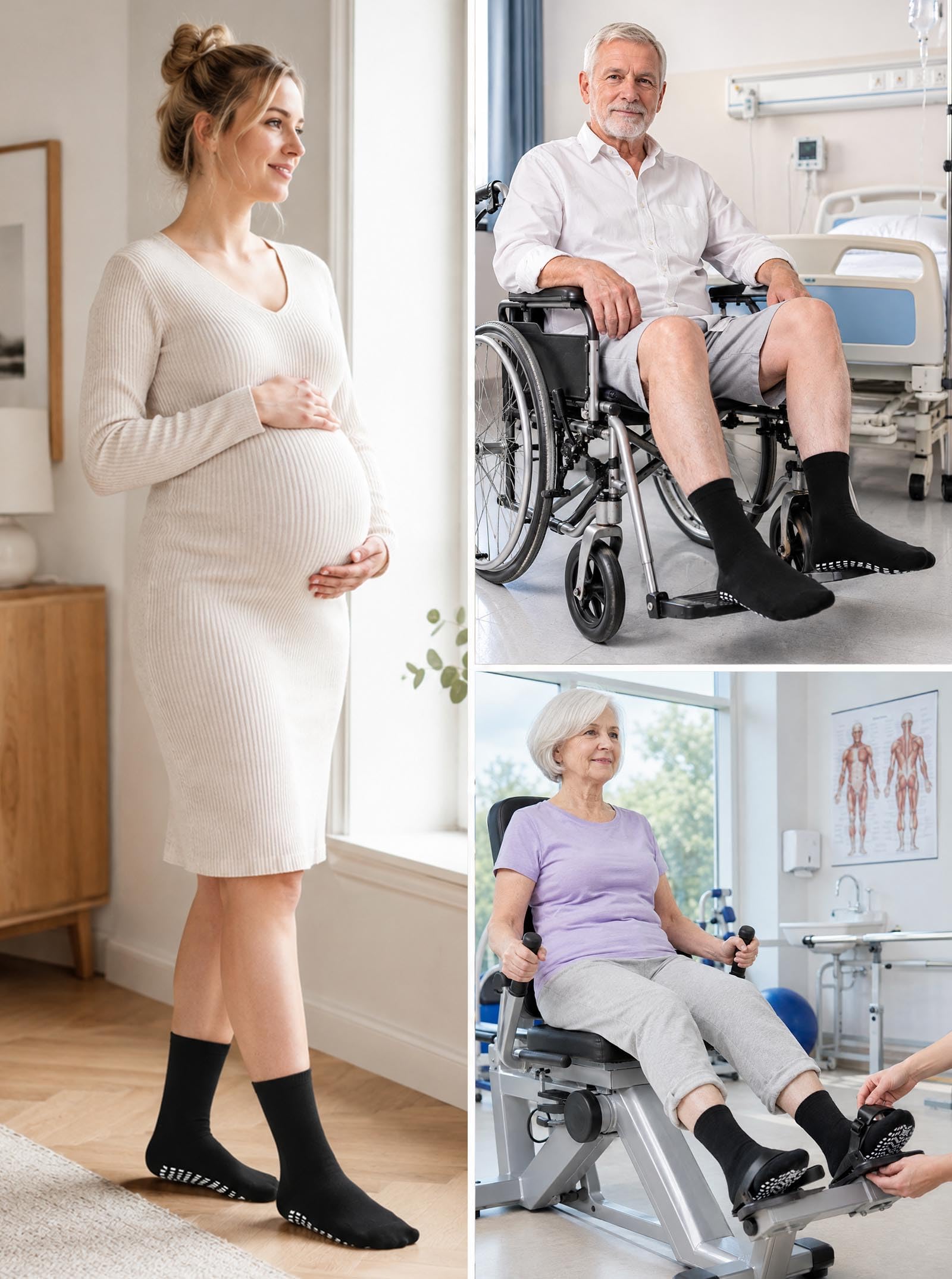 ZAKASA Calzini antiscivolo – Calzini antiscivolo per uomini e donne, antiscivolo, per anziani, ospedale, yoga, pilates