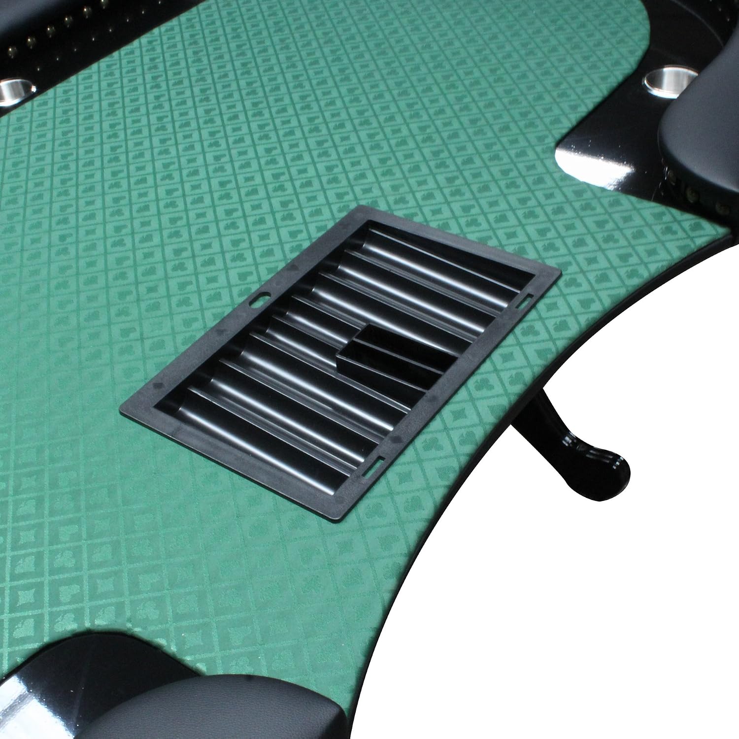 Poker Table for 10 Players Texas Hold'em Casino Games 94 inches Premium with Round Stud Rivet Decorate Speed Cloth Chip Tray Cup Holders, Green