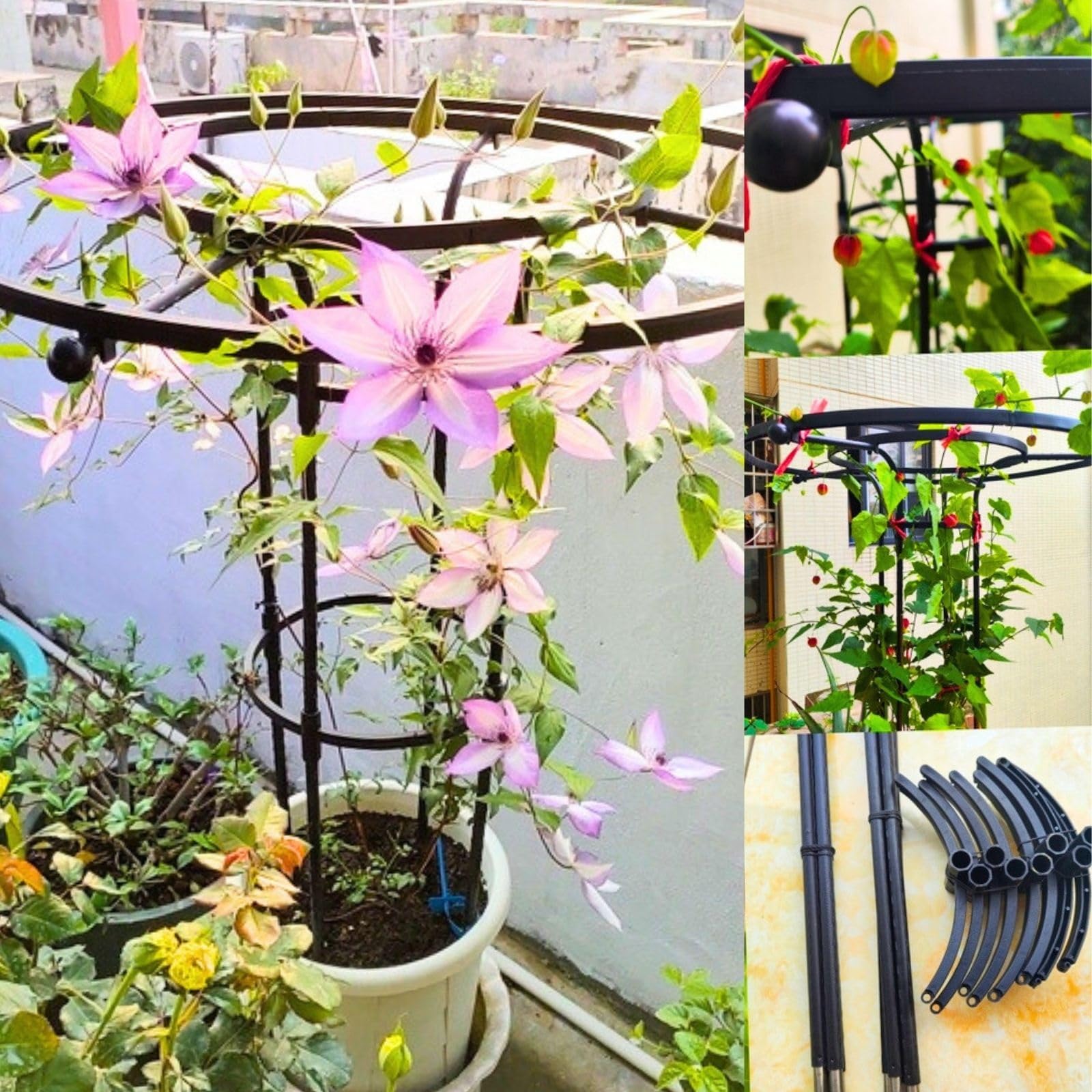 Genérico Enrejado para Plantas Trepadoras, Soporte para Jardín 90 120 150 180 210 cm Enrejado Jardin Exterior Desmontable, para Rosales y Tomateras de Interior y Exterior(Black,High: 210cm/6.9ft)