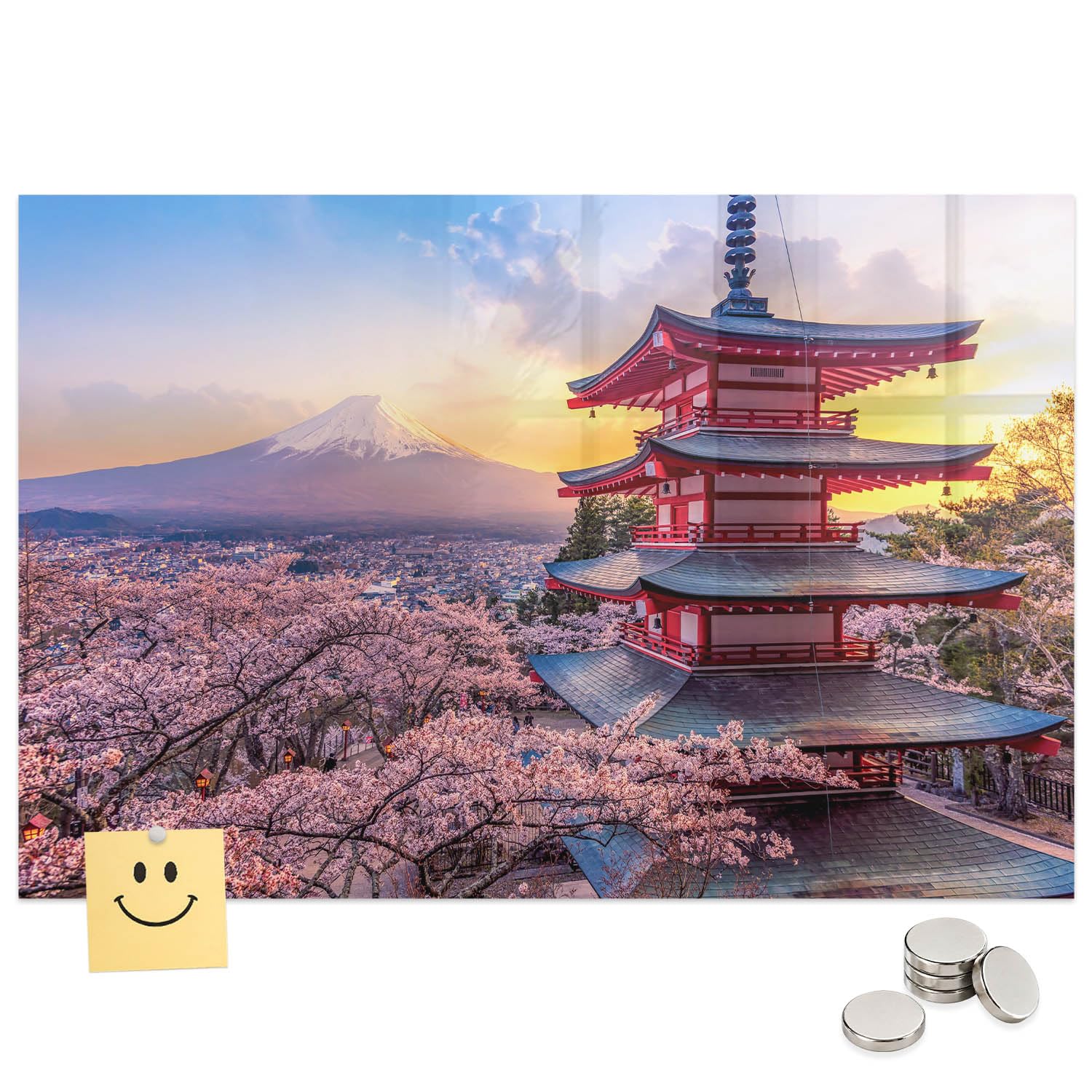 Magnetwand für Gastro und Zuhause 60x40 Japanische Architektur | Pinnwand | Glas | Memo | Organizer | Planer | Sicherheitsglas | Paneel | Infoboard | Wochenplaner | Terminkalender