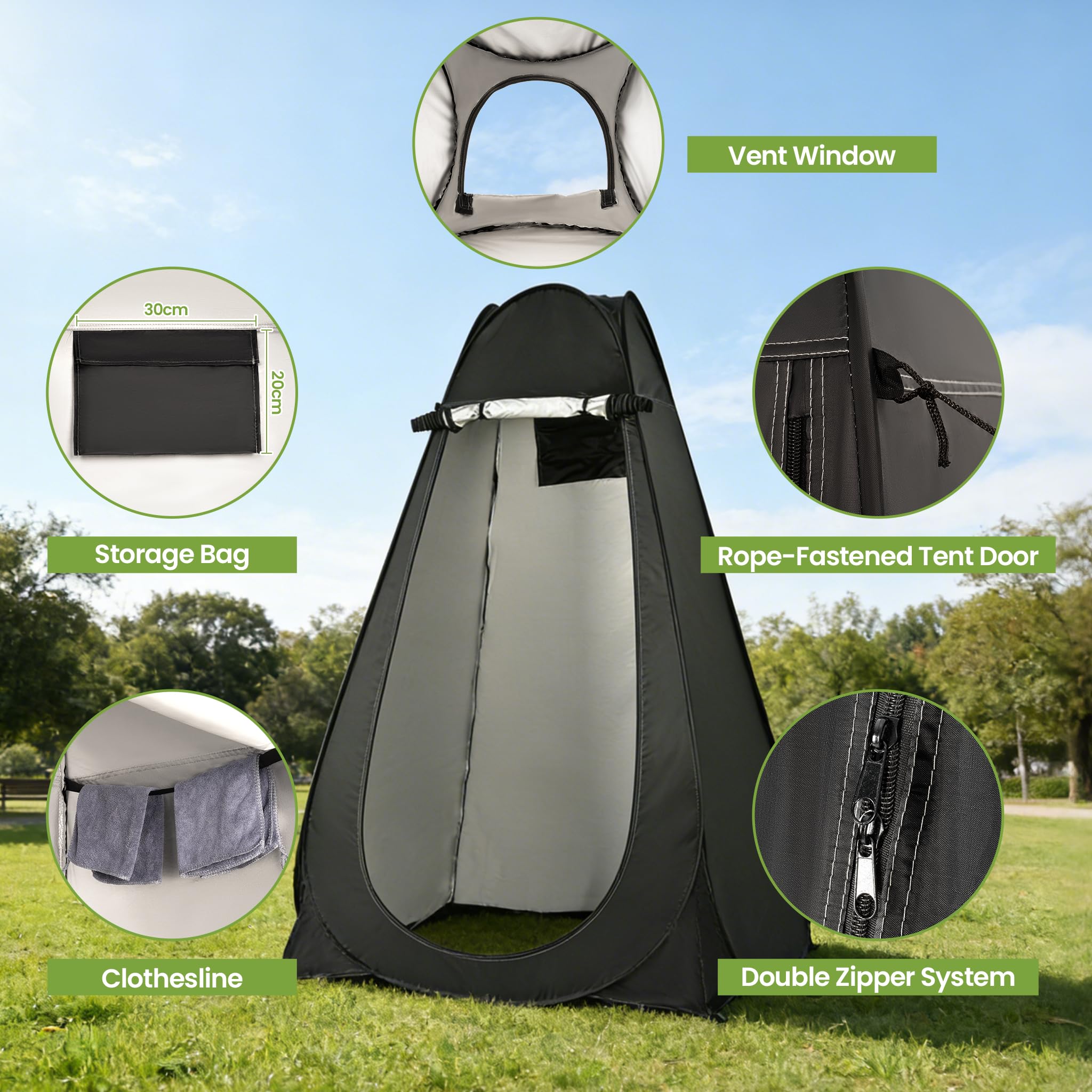 ROPODA Pop Up namiot toaletowy, przenośny namiot do przebierania się, natychmiastowa prywatność, na kemping, prysznic, toaleta na plażę, wędkowanie, piesze wycieczki, schronienie przeciwsłoneczne, 120