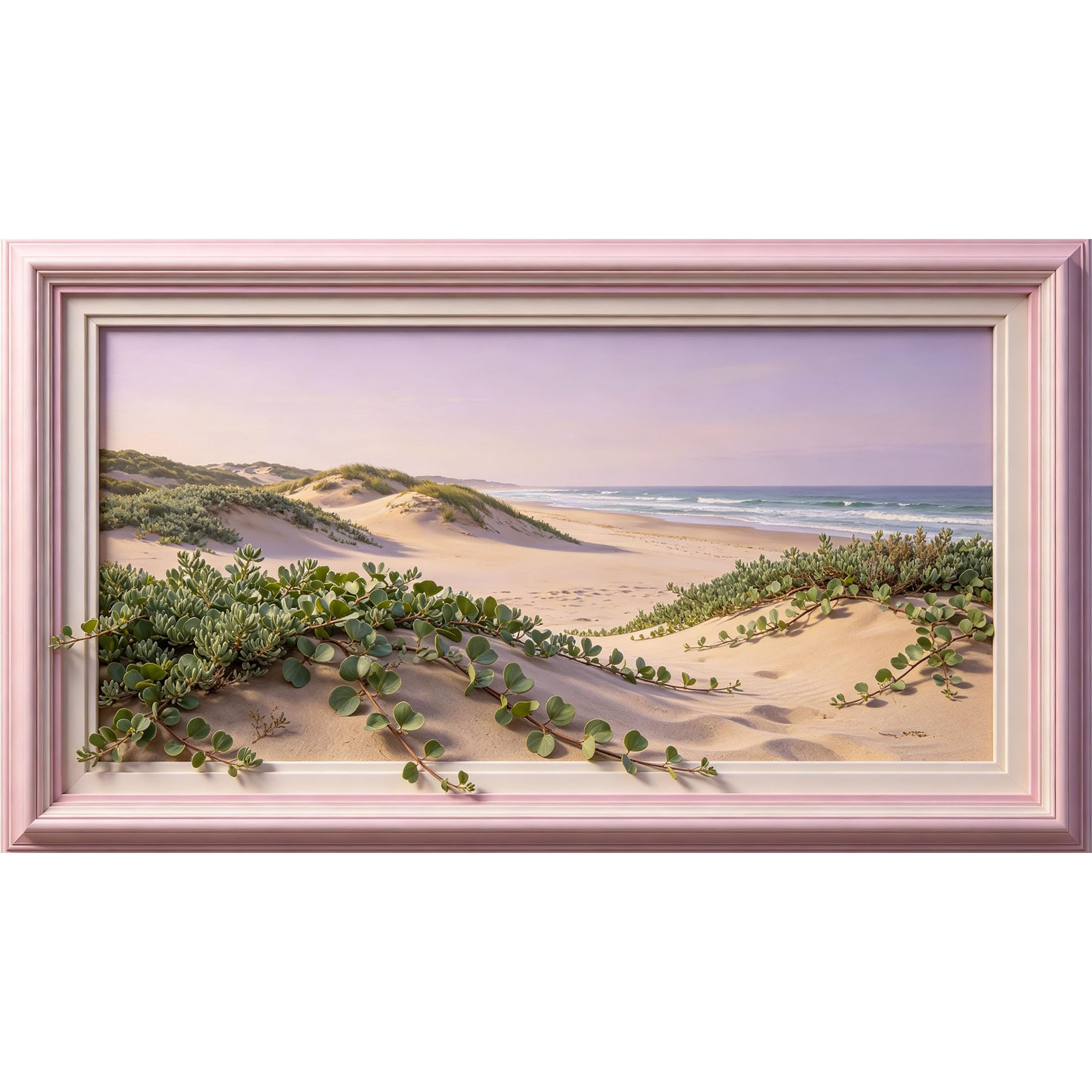 QZLITHOTIC 50×90cm3D Framed Wall Art， Coastal Sand Dunes Ocean Landscape， Self?Adhesive Mural， Water?Activated Peel & Stick Fabric Decor Wall Decal for Bedroom Living Room