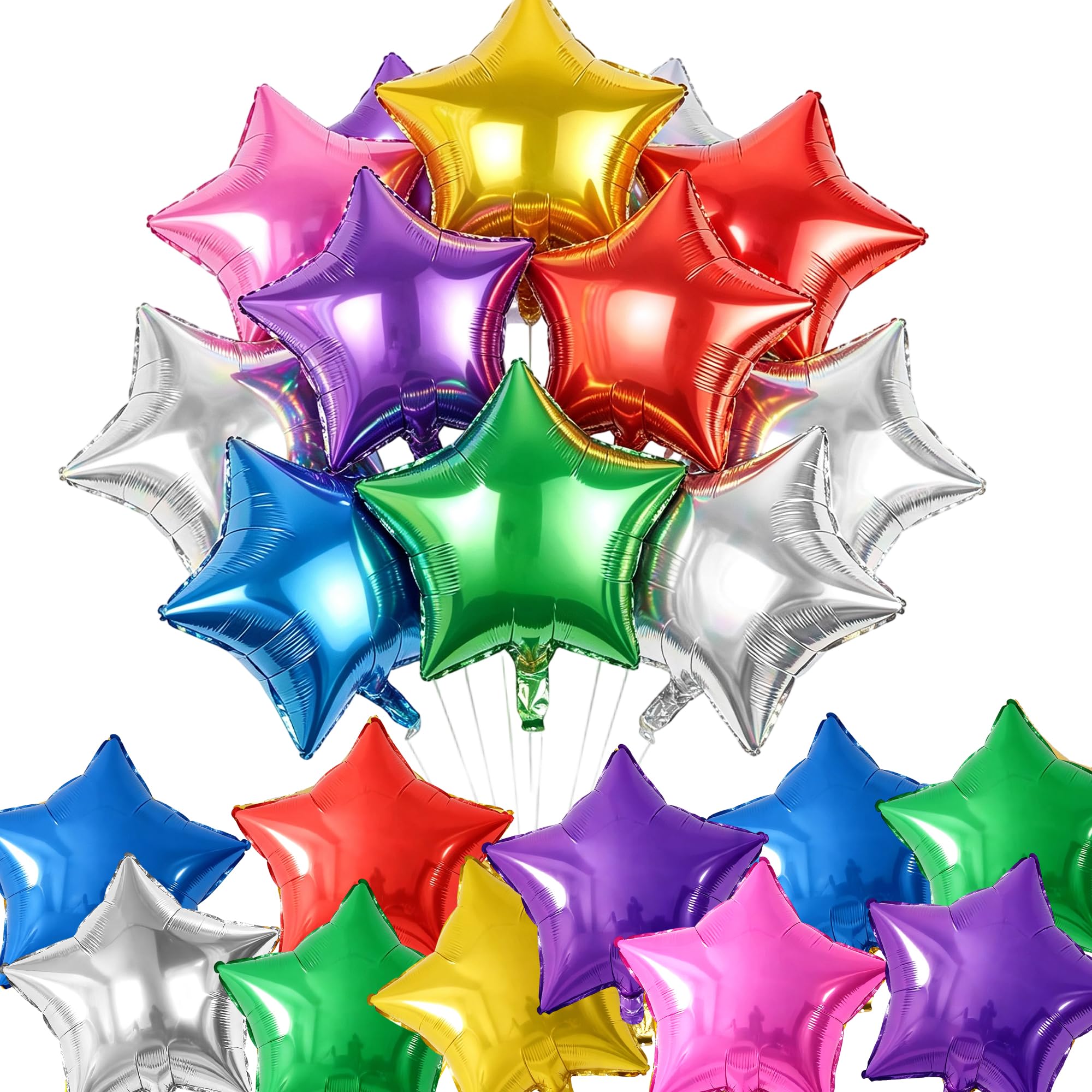 20Pcs Foil Star Balloon, 18 Inch Pentagram Balloons, Helium Mylar Ballons Foil Balloons Party Decorations for Birthday Wedding Graduation Anniversary (Rainbow Colours) — image 1