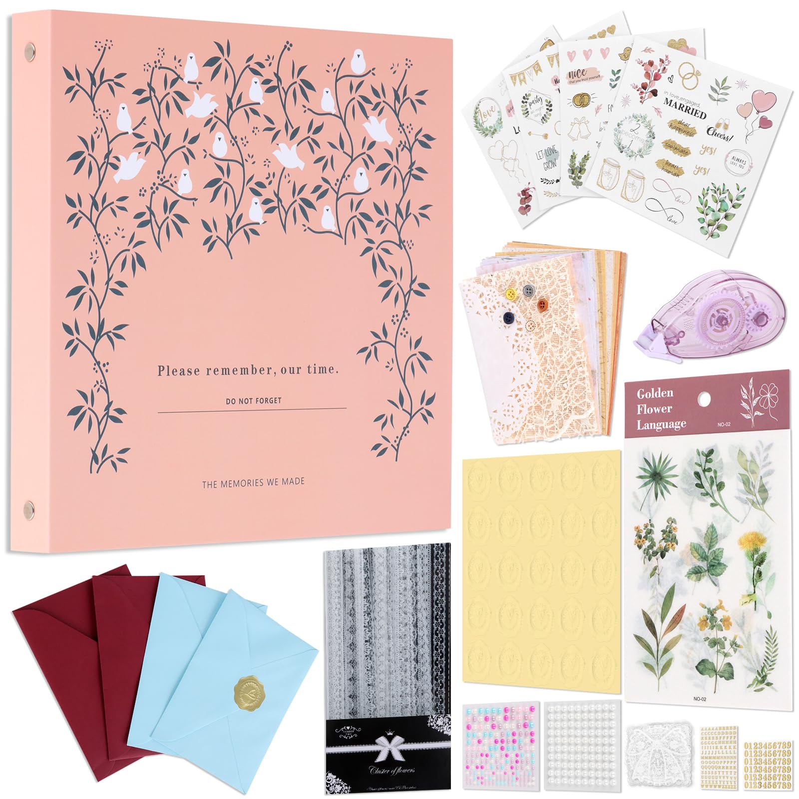 Kit de álbum de fotos de boda, álbum de recortes, letras a la novia