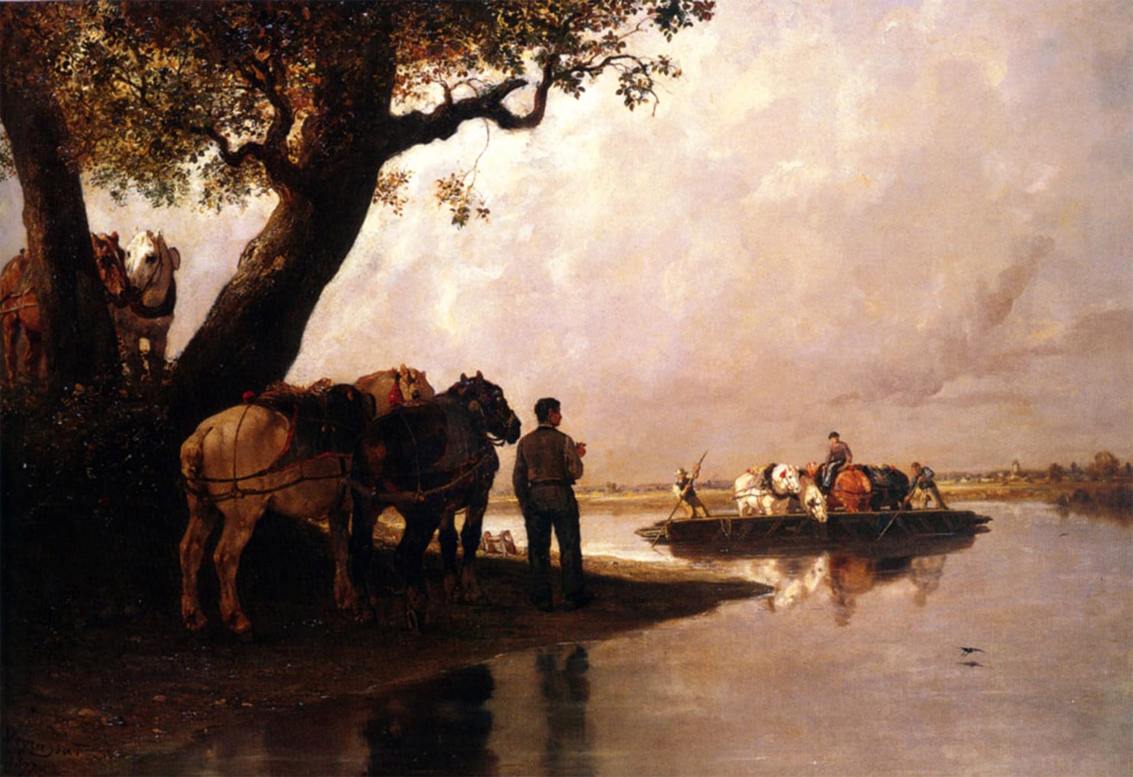 RZHRHJES Vintage Wall Art Picture on Canvas Wall Art Poster Passe-Cheval Pour les Chevaux de Jules Jacques Veyrassat Canvas Poster for Office Decor 60x90cm