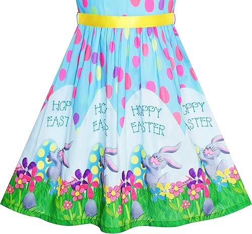 Miniatura 4 de Sunny Fashion, vestido azul estampado de flores para niña