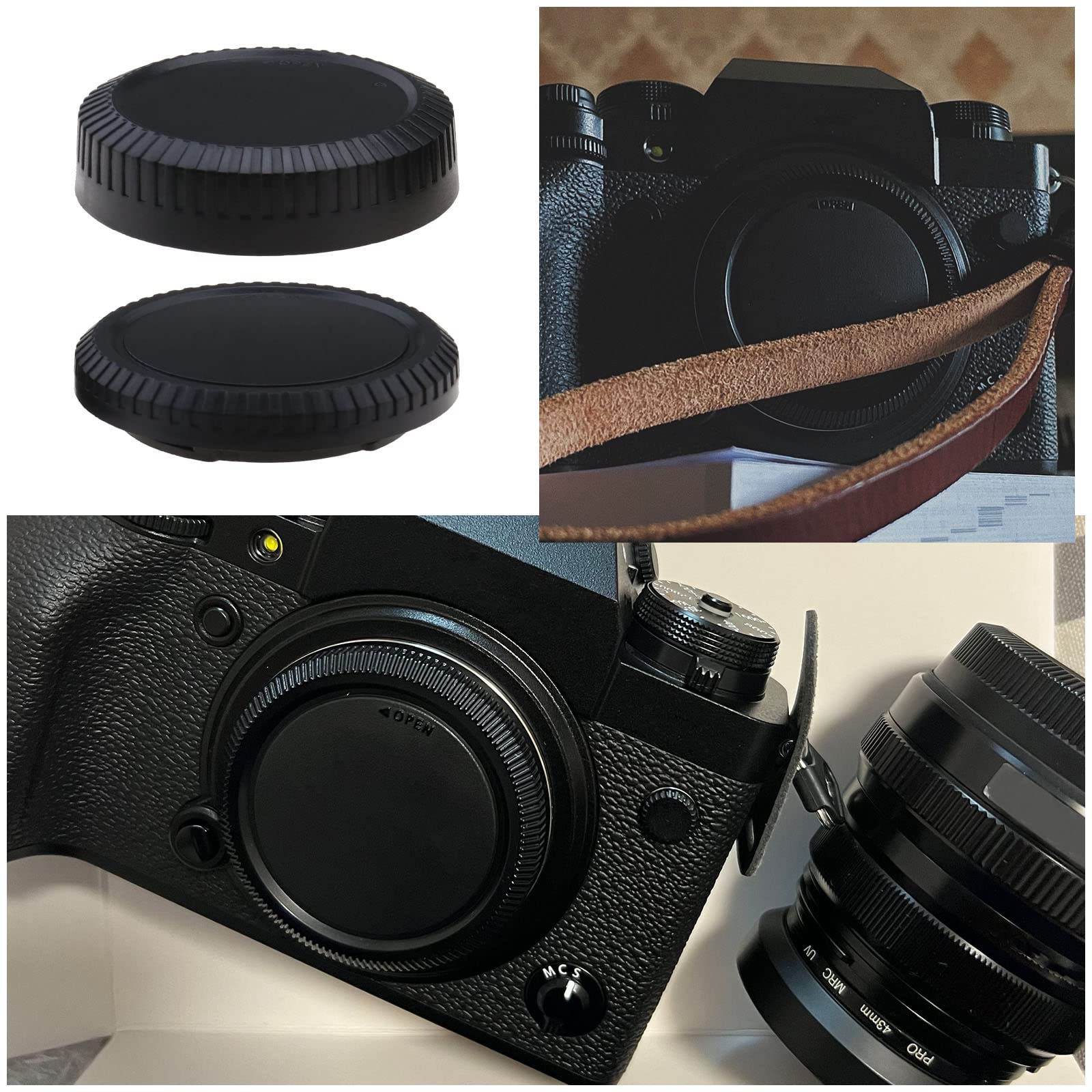 YINETTECH 2 Sets Front Body Cap & Rear Lens Cap Cover Kit Compatible with Fuji X Mount DSLR Camera X-T4 X-T3 X-T2 X-T1 X-T30 X-T20 X-T10 X-H1 X-T200 X-T100 X-PRO 3 - Image 4