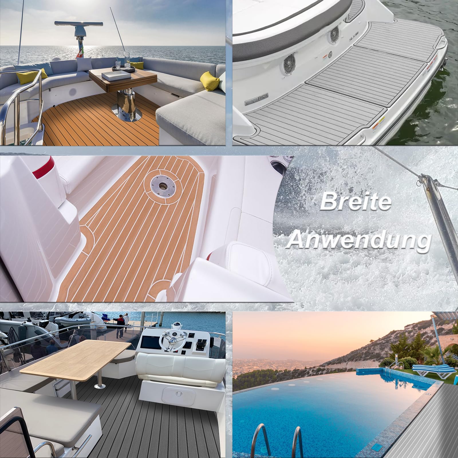 HXBYX Revêtement de sol en mousse EVA avec support autocollant 3M pour bricolage, bateau, feuille de marine, en faux teck, antidérapant, pour kayak, yacht, piscine, camping-car, 240 x 112 cm, 240 x 79