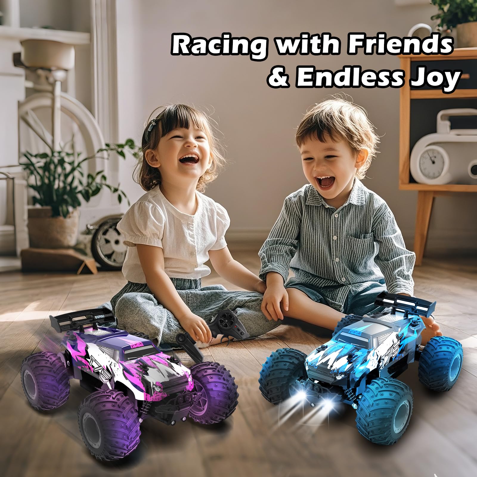 Voiture Télécommandée Tout Terrain: 1: 18 Offroad RC coche teledirigido avec lumière LED, 2,4 GHz Tout Terrain Crawlers RC Voiture Télécommandée avec 2 batteries, 20 km/h Truck pour Enfant Adulte