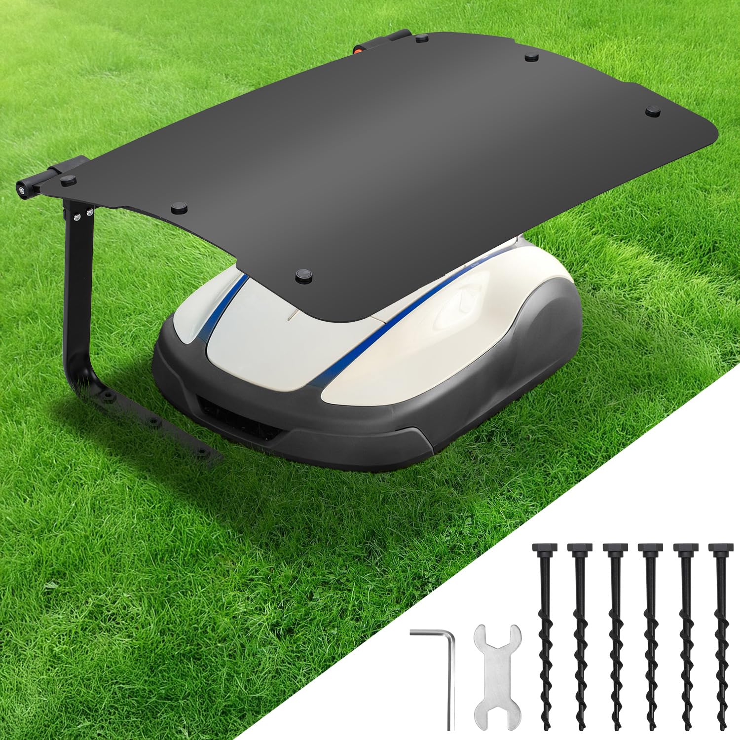 Garage pour robot tondeuse avec toit rabattable, abri de protection pliable en plastique ABS robuste avec cadre en fer, résistant aux UV, pour le jardin, 73 x 57 x 40 cm