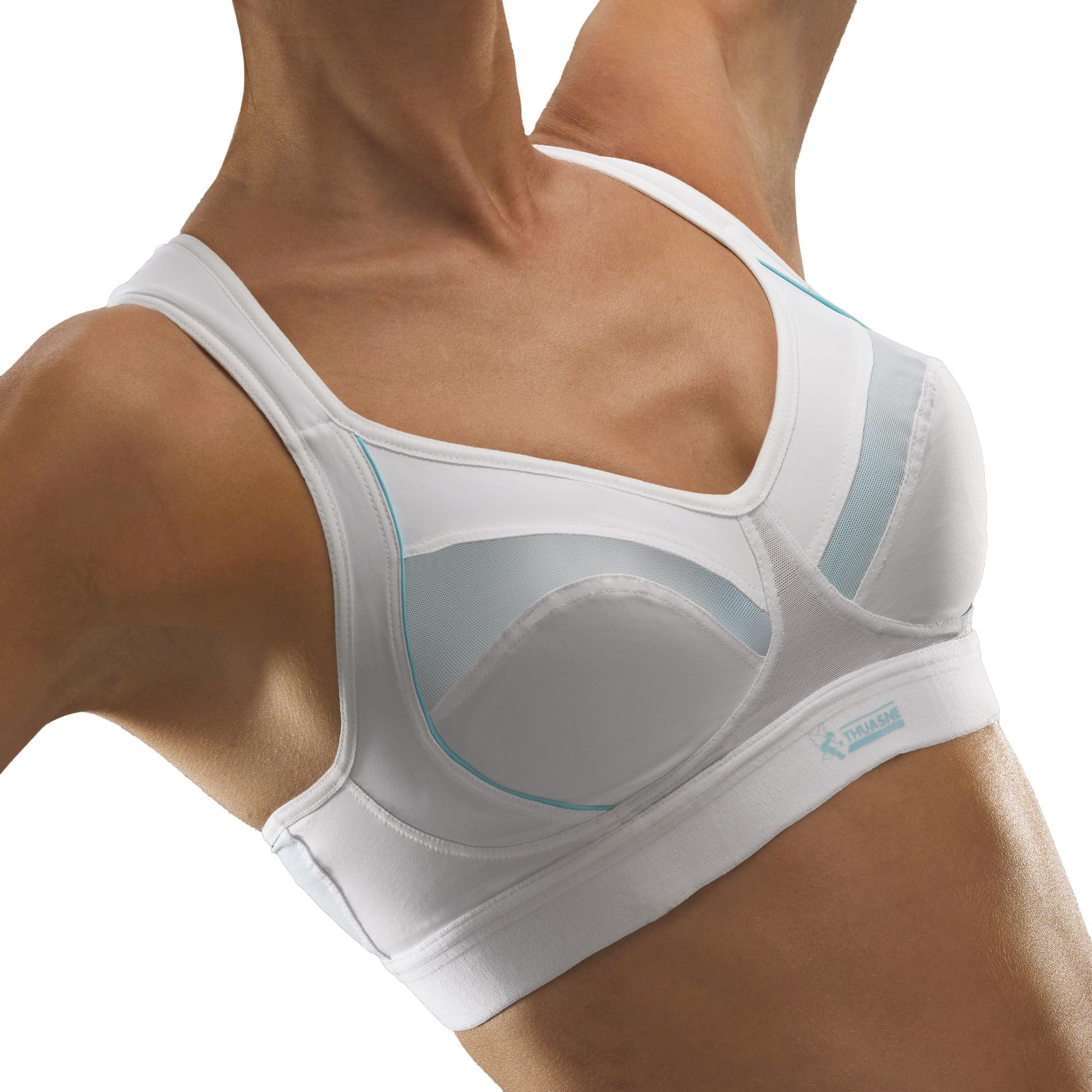 THUASNE - Reggiseno Sportivo Multiuso Power’Up - Supporto Elevato/Estremo Regolabile - Spalline Regolabili per l’Intensità dello Sport - Tessuto Traspirante, Facile da Indossare
