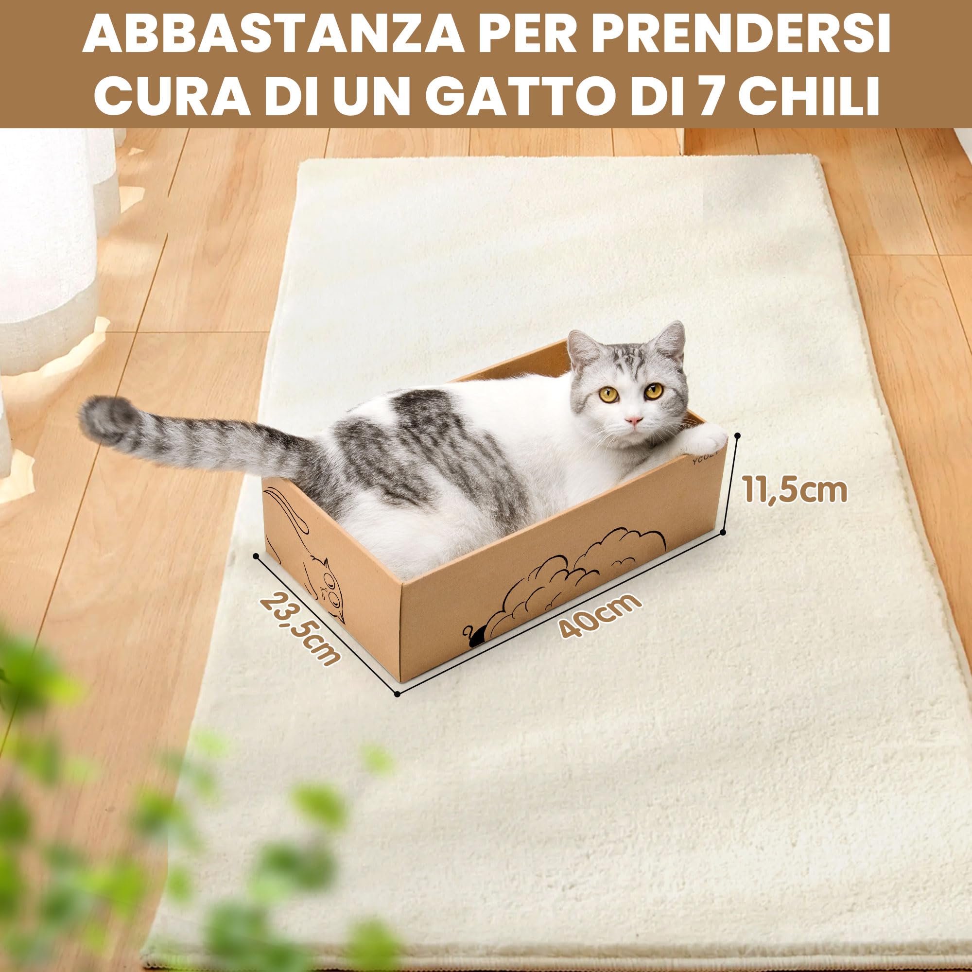 Ycozy Tiragraffi per Gatti 5 in 1 Scatole Graffiatoio Gatti Cartone 5PCS Cartone Ricambio Tiragraffi Gatto Double Face per Gatti Grandi Resistente