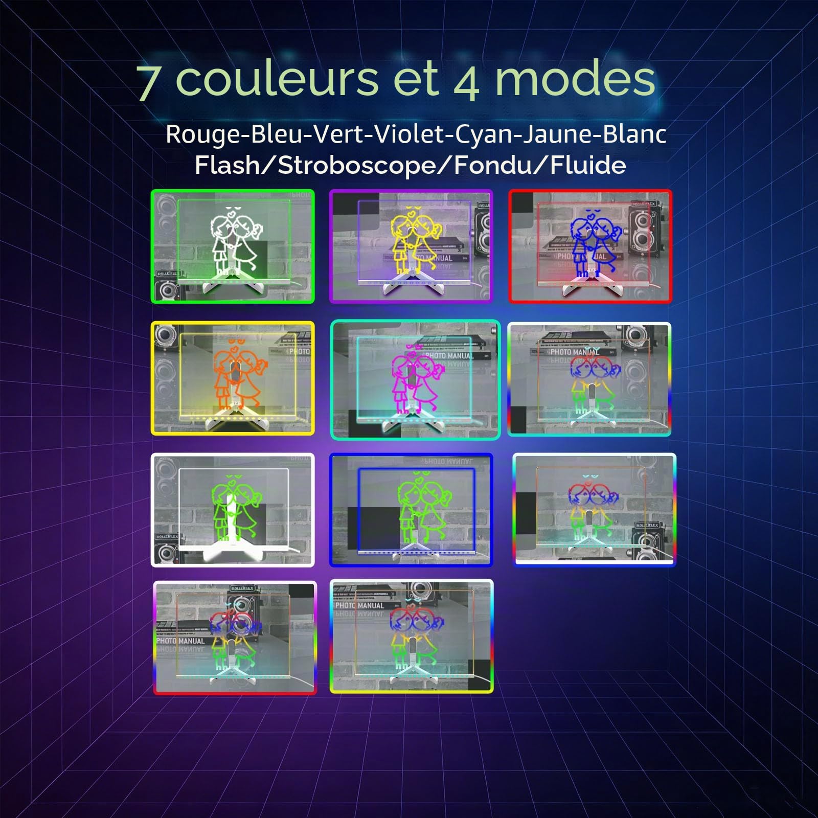 Yan-tech Tableau de Planification réutilisable avec veilleuse LED Lumineuse Transparente 15,7 x 11,81 Pouces Tableau effaçable à Sec Produits Scolaires de Bureau Télécommande de Bureau 7 Couleurs