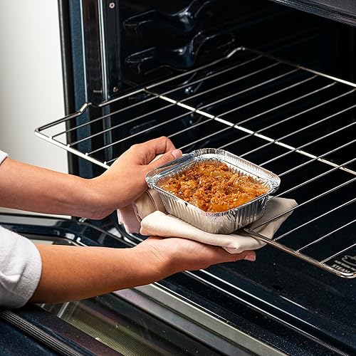 Miniatura 5 de Comfy Package 50 juegos de sartenes desechables de papel de aluminio de 2 libras con tapas, sartenes para llevar de 8 x 5 pulgadas, con tapas de