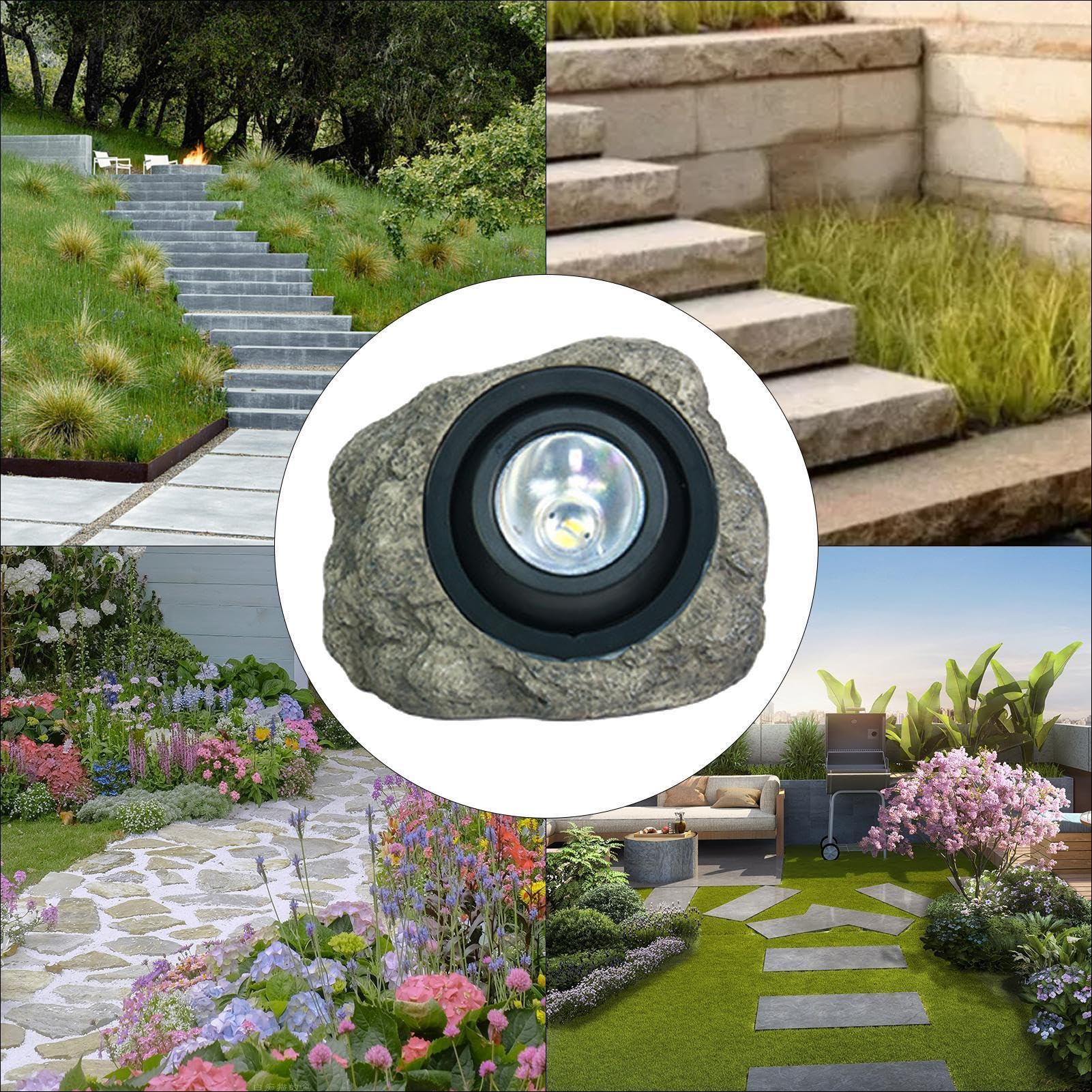 Solar-Felsenlichter, wasserdicht | LED für Garten Stein Landschaft Dekoration Weg Hof Rasen Terrasse