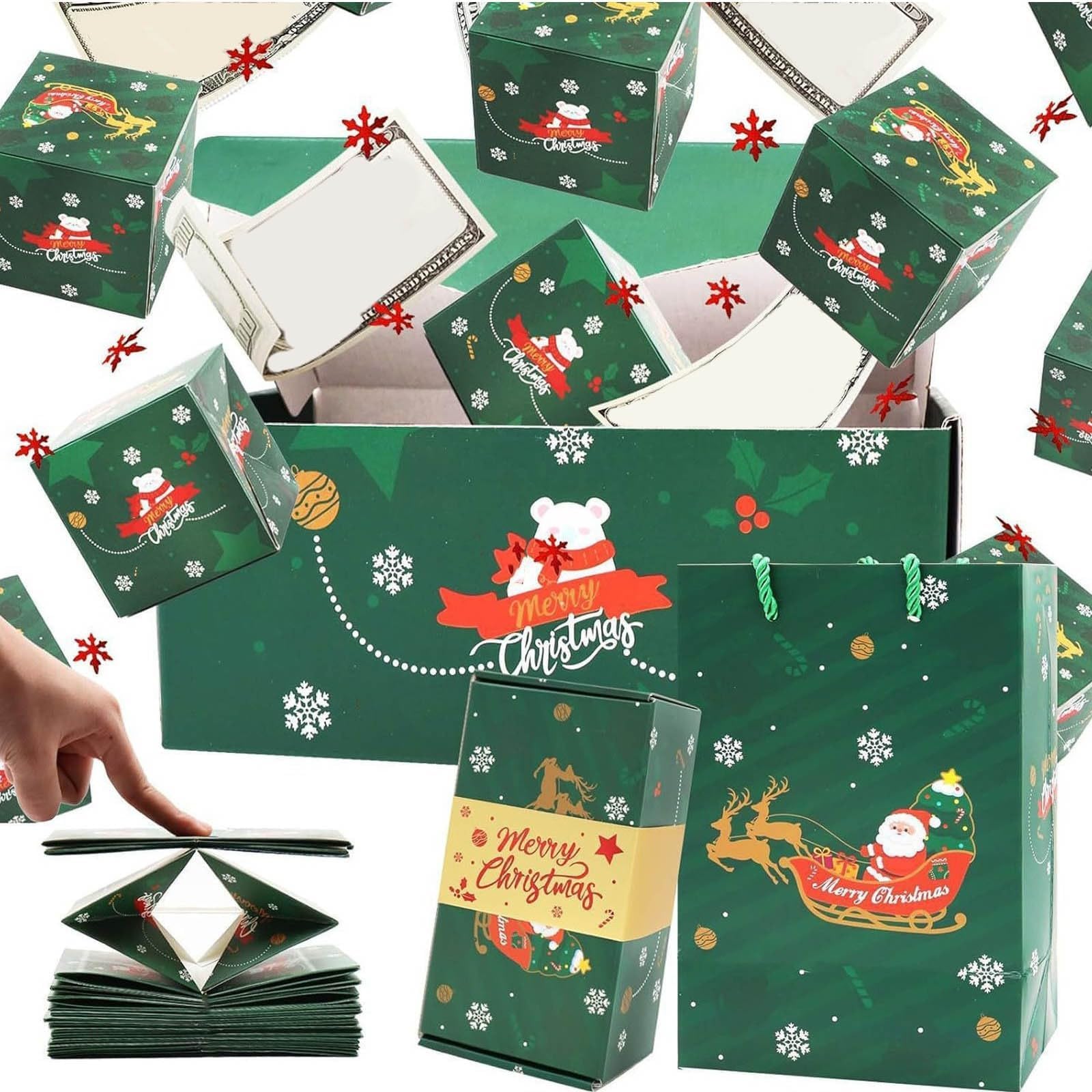 Christmas Surprise Gift Box Explosion for Money Cash Pop Up Money Box