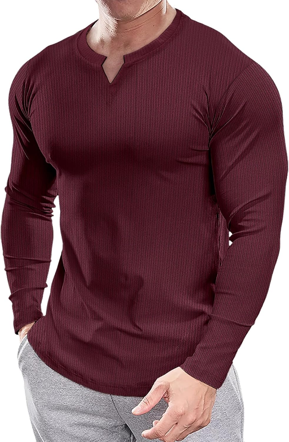 Muscle Cmdr Men's Slim Fit Muscle Shrit V Neck Casual T Shirts Short & Long Sleeve Muscle Henley T-Shirt Stylish Business Top