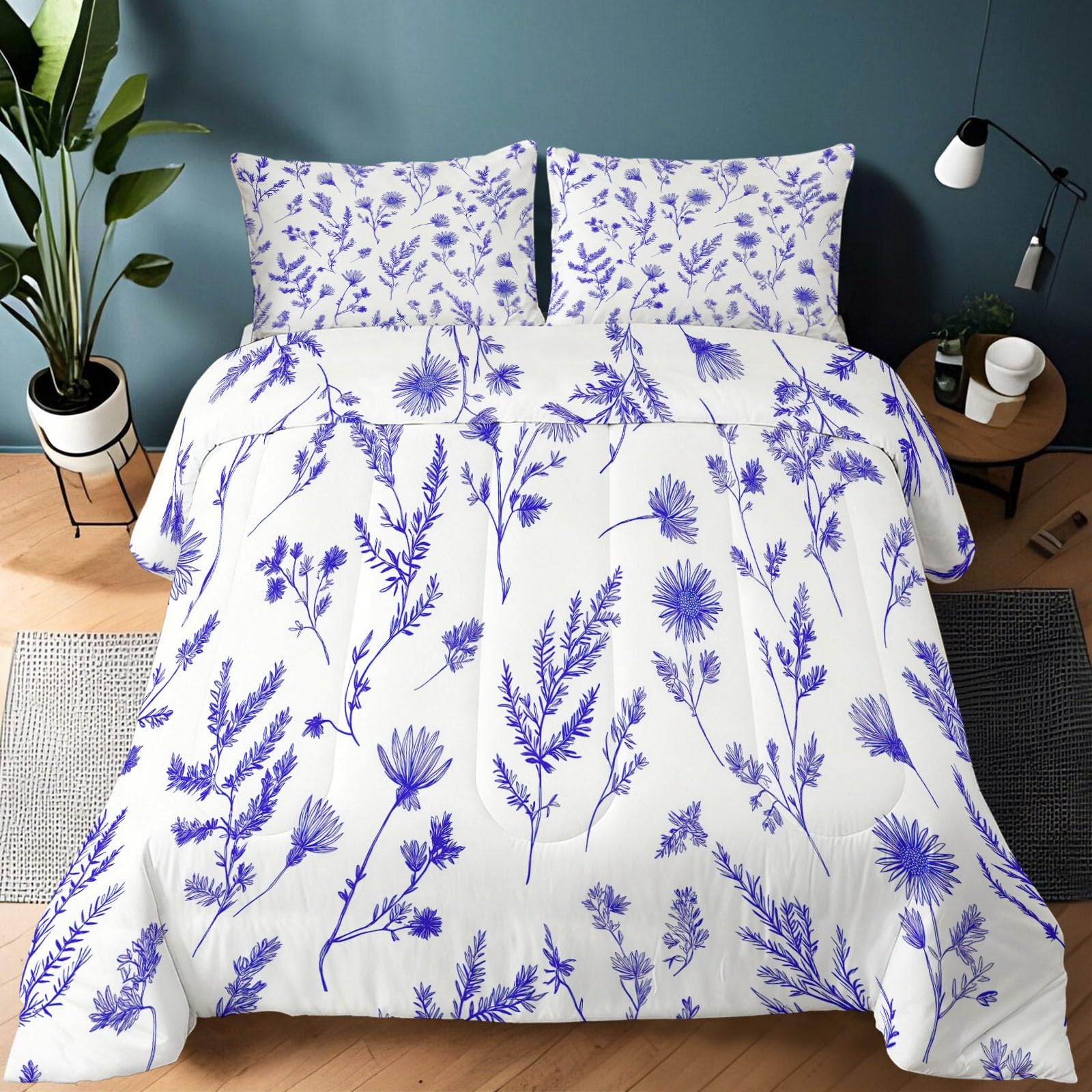 Couette 4 saisons 220x240 cm imprimée fleurs pour lit 2 personnes