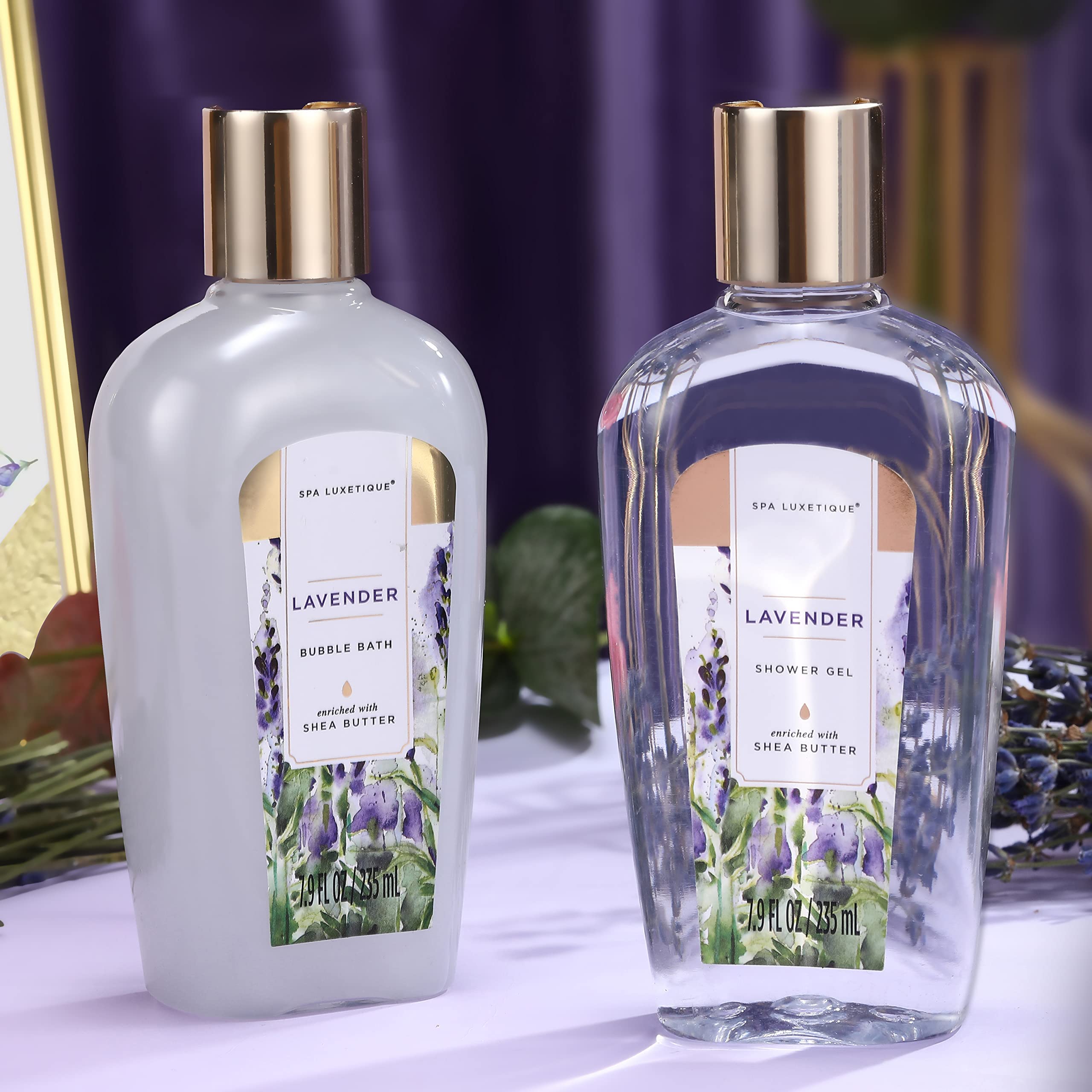 SPA LUXETIQUE Damen Bade Geschenkset - 10tlg Lavender Duft Geburtstaggeschenk für Frauen mit Handcreme, Duschgel, Schaumbad, Bodylotion, Wellness set für Sie,Damen,Mutter, Muttertagsgeschenk Set