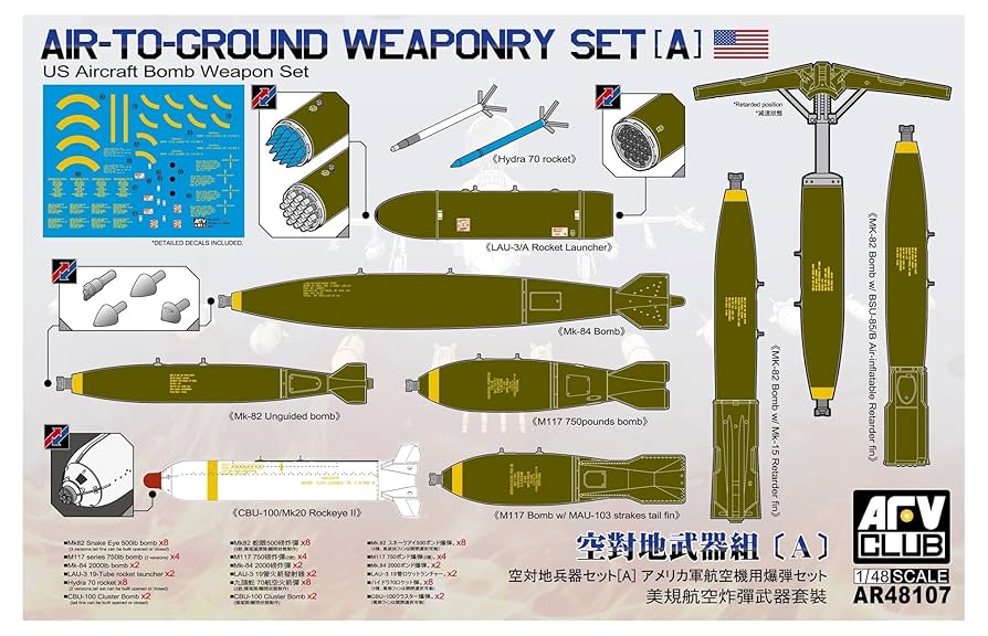AFV Weaponsシリーズ 46, 50, 51, 52, 64号セット Amazon.com: AFV Club 1/48 U.S. Air-to-Ground Weaponry Set [A