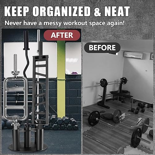 Miniatura 4 de Soporte de almacenamiento para mancuernas, soporte vertical resistente para gimnasio doméstico y comercial, compatible con barras olímpicas de 2